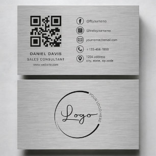 Tarjeta De Visita Consultor de Ventas Código QR de Metal