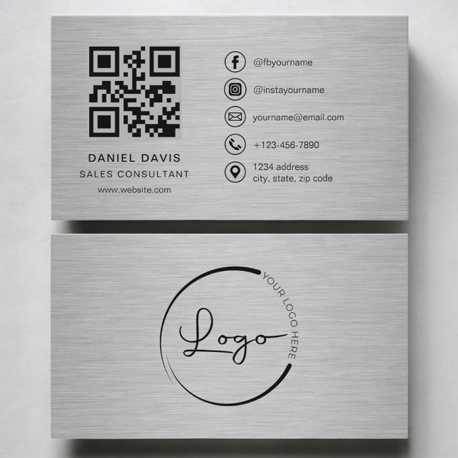 Tarjeta De Visita Consultor de Ventas Código QR de Metal (Subido por el creador)