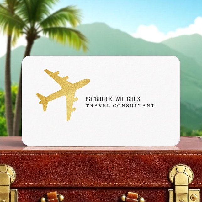 Tarjeta De Visita Consultor de viajes de avión simple y elegante (Subido por el creador)