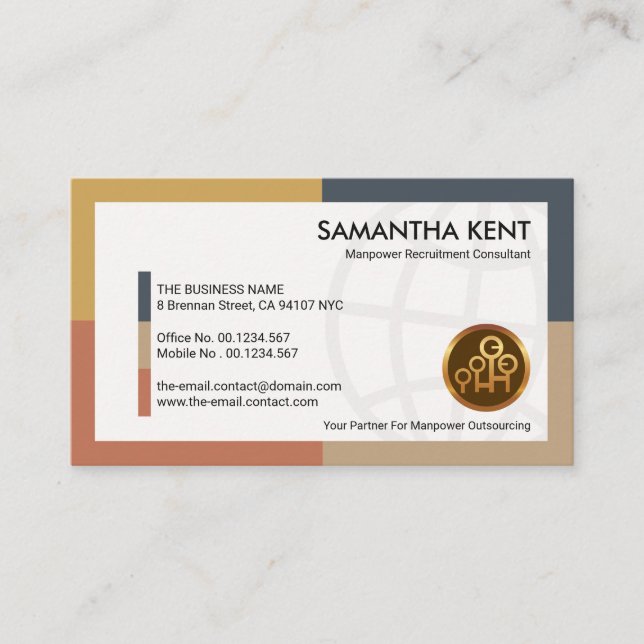 Tarjeta De Visita Consultor dinámico de mano de obra blanca global (Anverso)