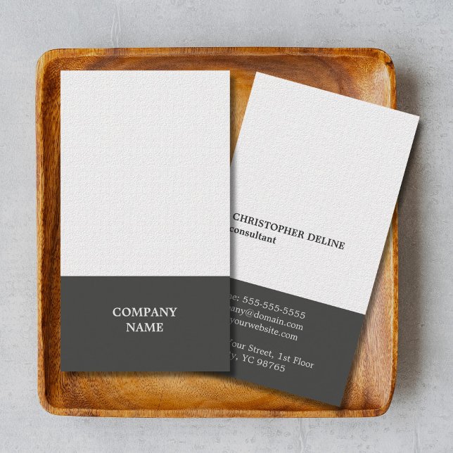 Tarjeta De Visita Consultor elegante de textura moderna de gris blan (Subido por el creador)