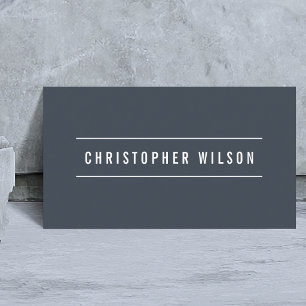 Tarjeta De Visita Consultor Elegante Minimalista Grisáceo Azul Blanc