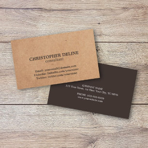 Tarjeta De Visita Consultor elegante moderno del papel de Brown