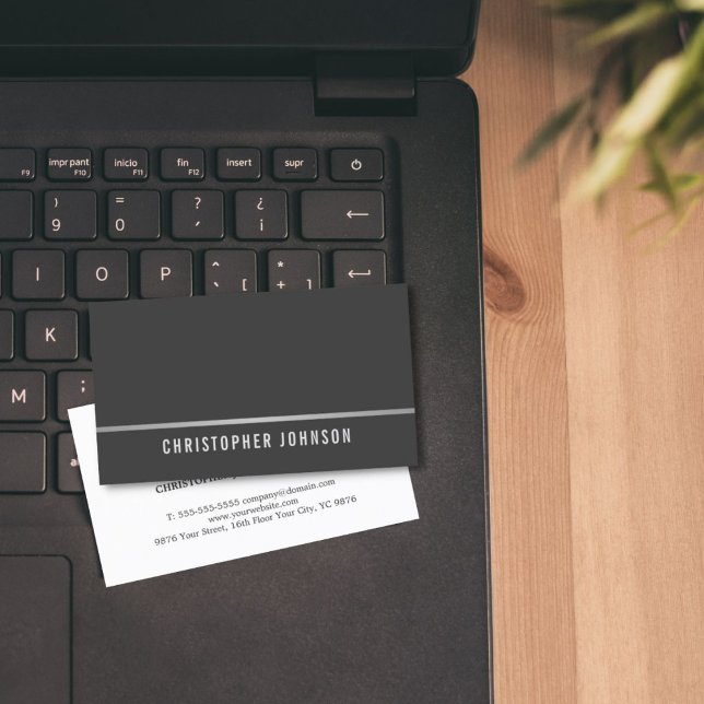 Tarjeta De Visita Consultor elegante y sencillo de la línea de plata (Subido por el creador)