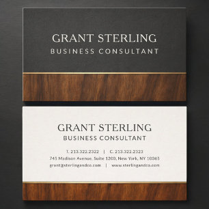 Tarjeta De Visita Consultor Empresarial Moderno Profesional Madera