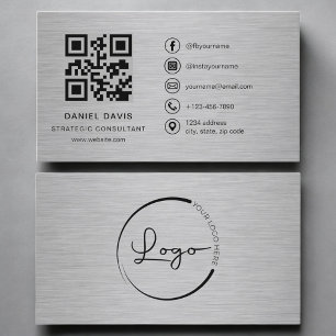 Tarjeta De Visita Consultor Estratégico Código QR de Metal