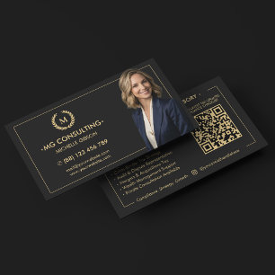 Tarjeta De Visita Consultor Estratégico Moderno Contador CPA Negro 