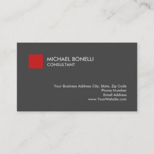 Tarjeta De Visita Consultor exclusivo de fondo gris rojo