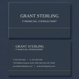Tarjeta De Visita Consultor Financiero Azul Marino Profesional