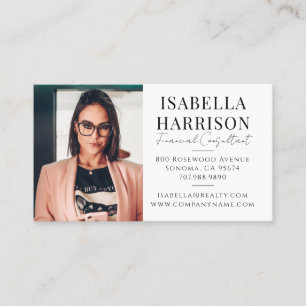 Tarjeta De Visita Consultor Financiero de Foto de Escritura Moderna