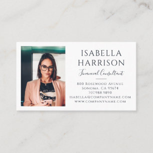 Tarjeta De Visita Consultor Financiero de Foto de Escritura Moderna