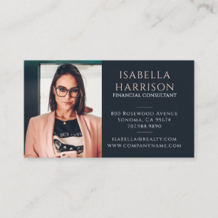 Tarjeta De Visita Consultor Financiero de Foto de Escritura Moderna