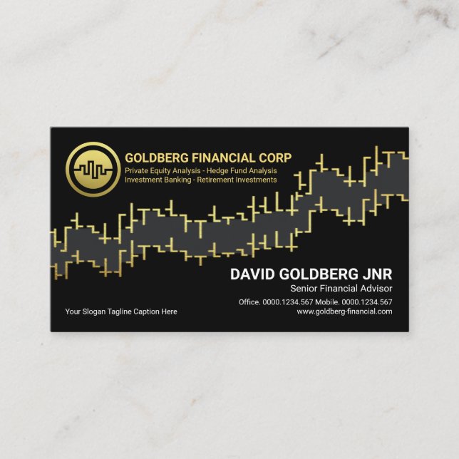 Tarjeta De Visita Consultor financiero Gold Stock Forex Graph (Anverso)
