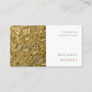 Tarjeta De Visita Consultor Financiero metálico dorado elegante