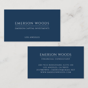 Tarjeta De Visita Consultor Financiero Minimalista Azul Marino Moder