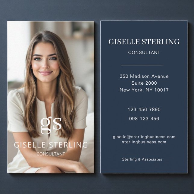 Tarjeta De Visita Consultor Foto Navy Blue Professional (Subido por el creador)