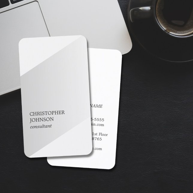 Tarjeta De Visita Consultor Geométrico Faux Silver Moderno (Subido por el creador)