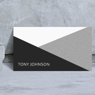 Tarjeta De Visita Consultor Gris Blanco Geométrico Moderno