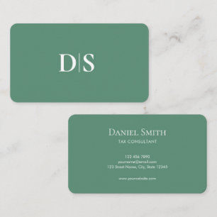 Tarjeta De Visita Consultor Inicial Minimalista Elegante Verde Turqu