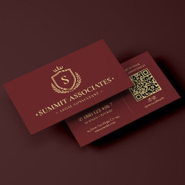 Tarjeta De Visita Consultor Jurídico Abogado Elegante Corona Borgoña