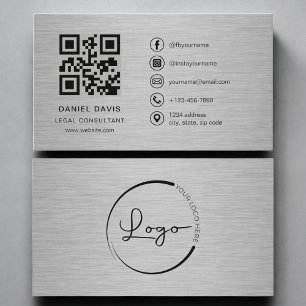 Tarjeta De Visita Consultor Legal Código QR de Metal