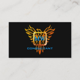 Tarjeta De Visita Consultor, marco de llama y Phoenix, negro