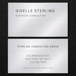 Tarjeta De Visita Consultor Metálico Plateado Profesional