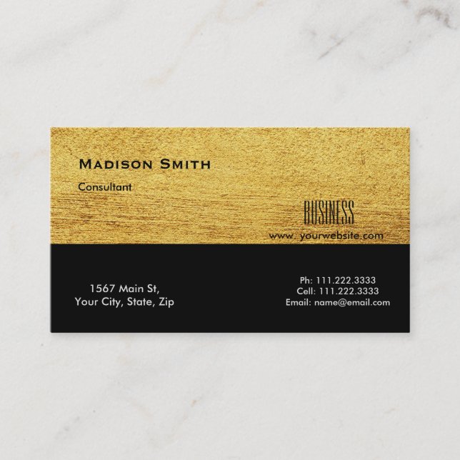 Tarjeta De Visita Consultor Metalizado profesional de oro moderno (Anverso)