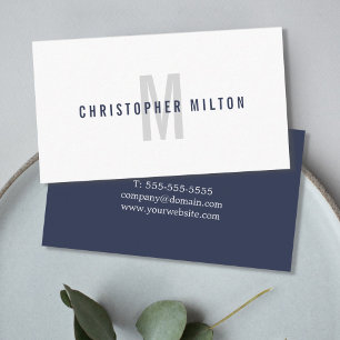 Tarjeta De Visita Consultor minimalista de Monograma Blanco Oscuro