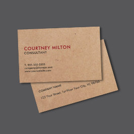 Tarjeta De Visita Consultor minimalista elegante de papel Kraft IMPR