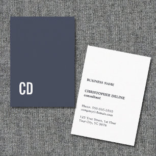 Tarjeta De Visita Consultor minimalista elegante en Monograma Blanco