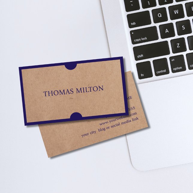 Tarjeta De Visita Consultor mínimo impreso Kraft Dark Blue (Subido por el creador)