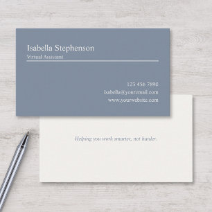 Tarjeta De Visita Consultor Moderno de Asistente Virtual Azul Blanco