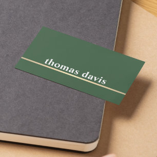 Tarjeta De Visita Consultor moderno de línea dorada verde negrita