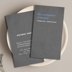 Tarjeta De Visita Consultor moderno de textura simple gris azul