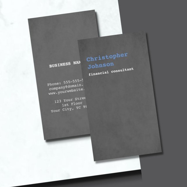 Tarjeta De Visita Consultor moderno de textura simple gris azul (Subido por el creador)