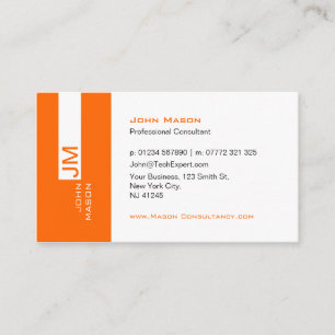 Tarjeta De Visita Consultor moderno del naranja y del blanco -