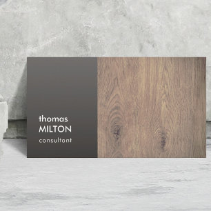 Tarjeta De Visita Consultor moderno elegante de madera gris
