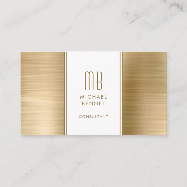 Tarjeta De Visita Consultor Monogramado de Relieve metalizado metáli (Anverso)