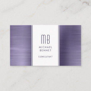 Tarjeta De Visita Consultor Morado Monograma Elegante Moderno