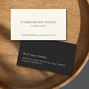 Tarjeta De Visita Consultor negro amarillo claro y elegante