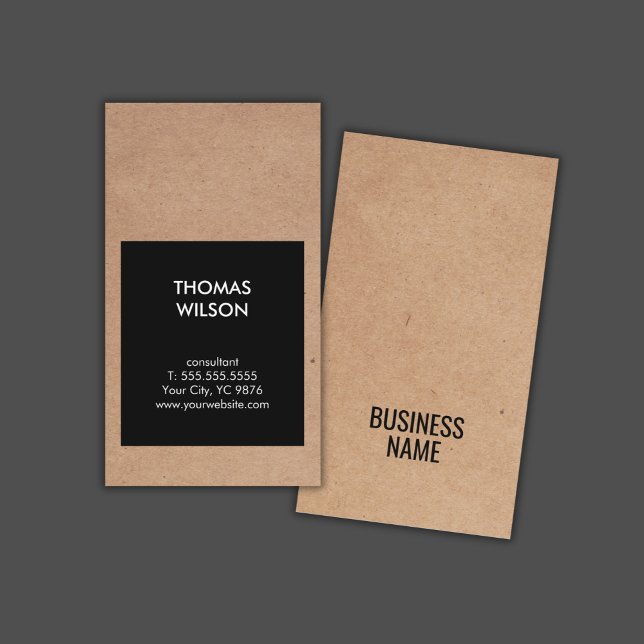 Tarjeta De Visita Consultor negro de papel Kraft para Guay moderno (Subido por el creador)