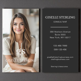 Tarjeta De Visita Consultor Photo Elegant Black Professional