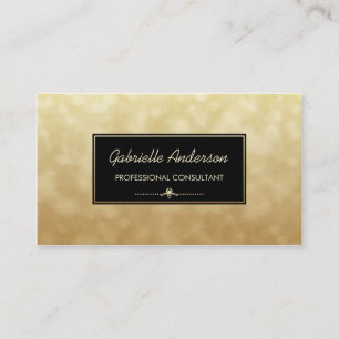 Tarjeta De Visita Consultor profesional Black Gold Glamour Bokeh