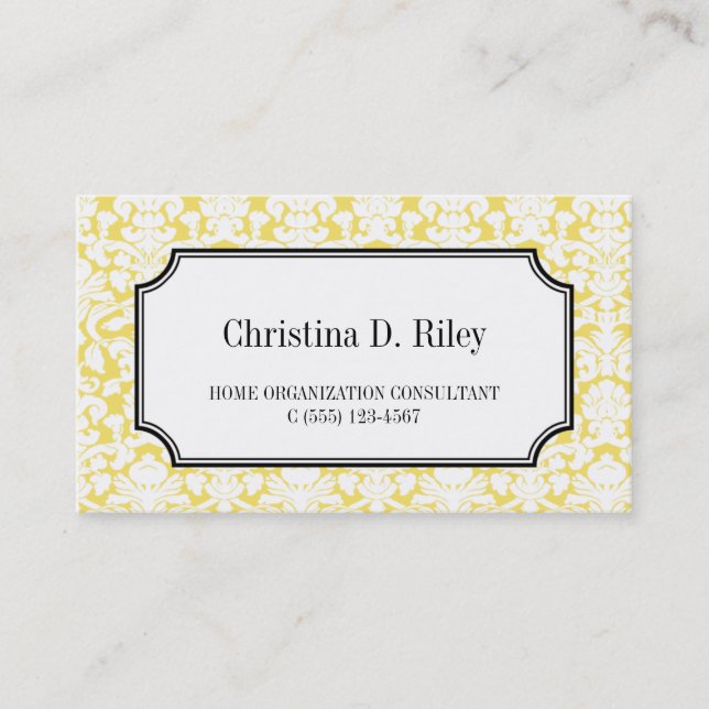 Tarjeta De Visita Consultor profesional de marcos de borde de damasc (Anverso)