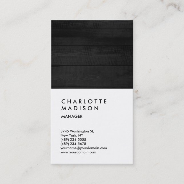 Tarjeta De Visita Consultor profesional de moda de madera gris blanc (Anverso)