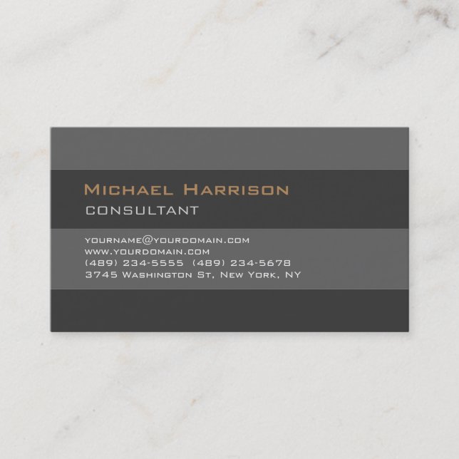 Tarjeta De Visita Consultor profesional de moda y elegante gris (Anverso)