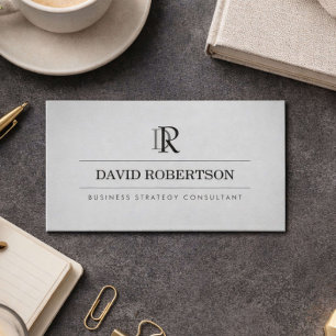 Tarjeta De Visita Consultor Profesional de Monogramas Gris Pizarra