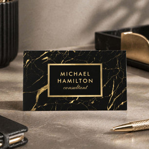 Tarjeta De Visita Consultor Profesional de Oro Negro Moderno