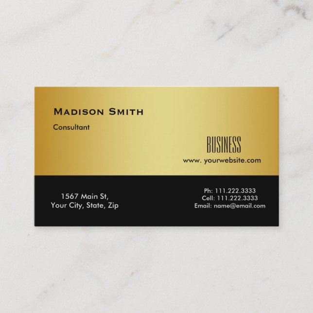 Tarjeta De Visita Consultor profesional moderno del metal del oro (Anverso)